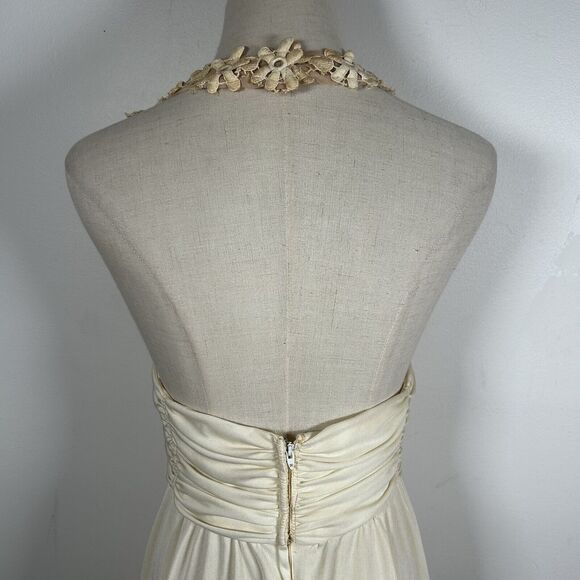 VTG Lilli Diamond of California Long Maxi Dress Gown Lace Halter Size Small 80s - Picture 4 of 10